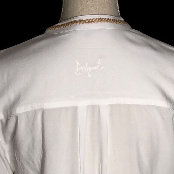 Desigual Art to Wear Embroidered Tunic Top Long Sleeve White Size Medium - Picture 7 of 11